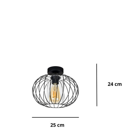 HEXE CORRINI Lampa sufitowa żyrandol E27 metal 1 x 60W czarny bezbarwny 0212