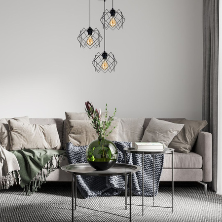 HEXE GALL Lampa sufitowa żyrandol E27 metal 3 x 60W czarny 0326