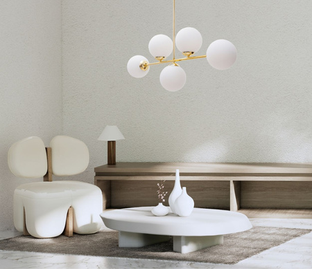 HEXE FIRA GOLD Lampa sufitowa żyrandol E27 metal szkło 5 x 60W 0778