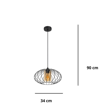 HEXE CORRINI Lampa sufitowa żyrandol E27 metal 1 x 60W czarny miodowy 0210