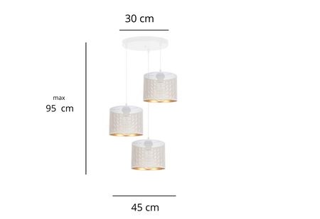 HEXE ALDO Lampa sufitowa żyrandol E27 metal 3 x 60W 0034