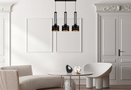 HEXE ELIS Lampa sufitowa żyrandol E27 metal 3 x 60W czarny 0004