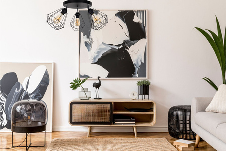 HEXE DIAMENT  Lampa sufitowa żyrandol  metal 3 x 60W czarny 0056