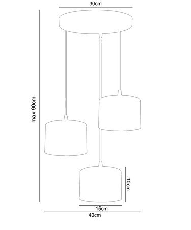 HEXE ALDO Lampa sufitowa żyrandol E27 metal 3 x 60W 0021