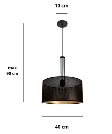 HEXE ELIS Lampa sufitowa żyrandol E27 metal 1 x 60W czarny 0001