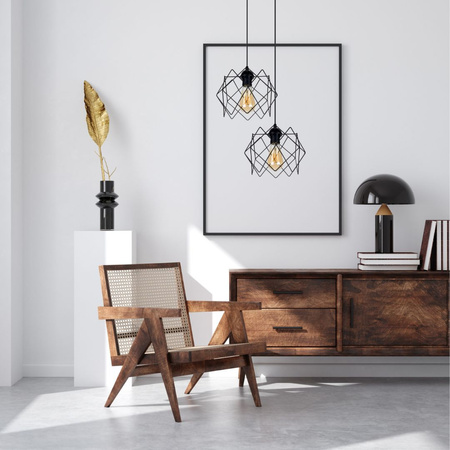 HEXE GALL Lampa sufitowa żyrandol E27 metal 2 x 60W czarny 0325