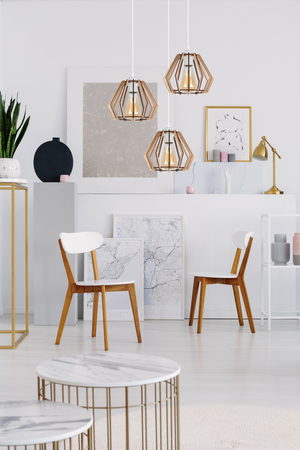 BELIS BERGO Lampa sufitowa żyrandol Biały + Drewno 3 x E27 0010