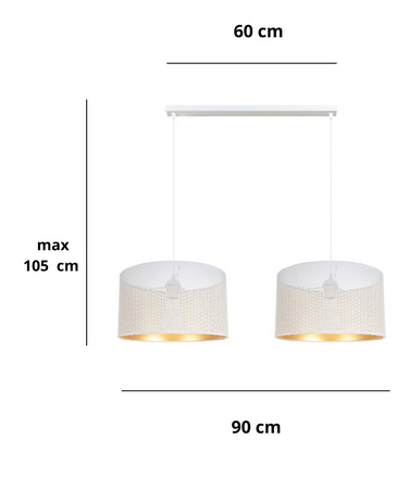 HEXE ALDO Lampa sufitowa żyrandol E27 metal 2 x 60W 0009