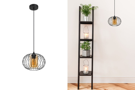 HEXE CORRINI Lampa sufitowa żyrandol E27 metal 1 x 60W czarny miodowy 0216