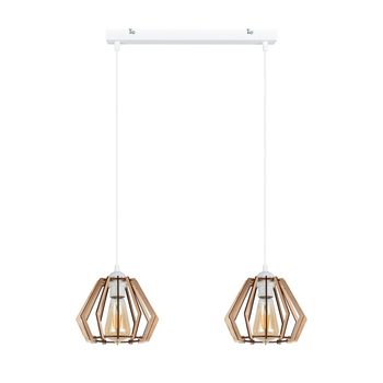 BELIS BERGO Lampa sufitowa żyrandol Biały + Drewno 2 x E27 0008