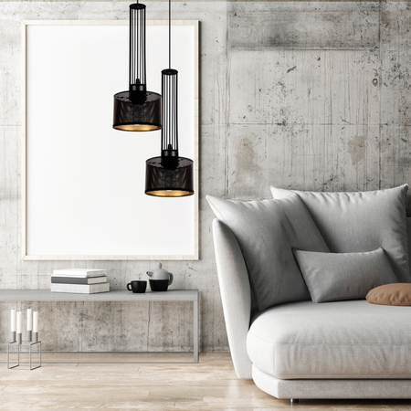 HEXE ELIS Lampa sufitowa żyrandol E27 metal 2 x 60W czarny 0005