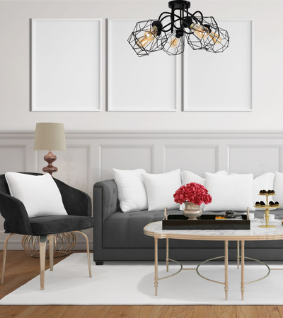 HEXE DIAMENT  Lampa sufitowa żyrandol  metal 5 x 60W czarny 0057