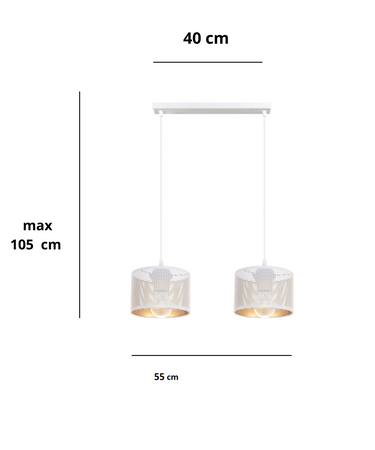 HEXE ALDO Lampa sufitowa żyrandol E27 metal 2 x 60W 0013