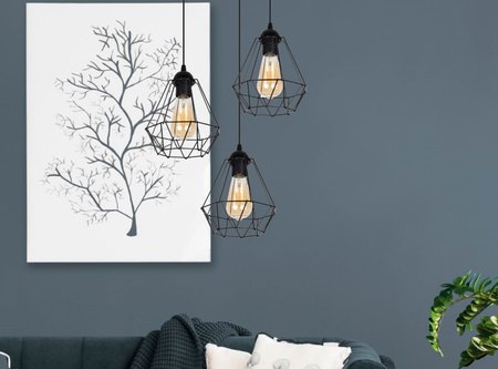 HEXE DIAMENT Lampa sufitowa żyrandol metal 3 x 60W czarny 0060