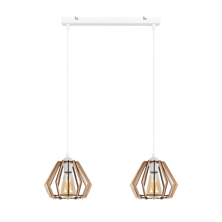 BELIS BERGO Lampa sufitowa żyrandol Biały + Drewno 2 x E27 0008