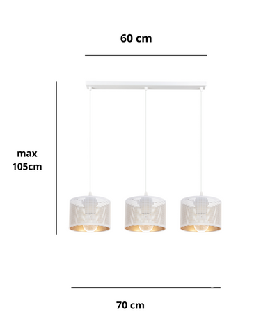 HEXE ALDO Lampa sufitowa żyrandol E27 metal 3 x 60W 0014