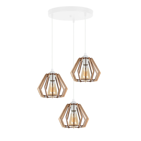 BELIS BERGO Lampa sufitowa żyrandol Biały + Drewno 3 x E27 0010