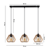 BELIS BERGO Lampa sufitowa żyrandol Czarny + Drewno 3 x E27 0004