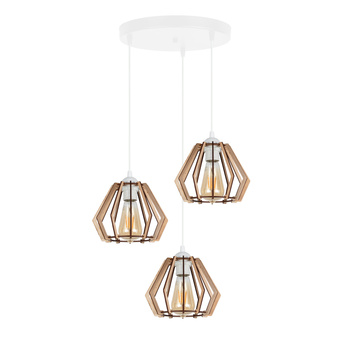 BELIS BERGO Lampa sufitowa żyrandol Biały + Drewno 3 x E27 0010