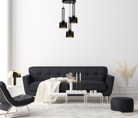 HEXE ELIS Lampa sufitowa żyrandol E27 metal 3 x 60W czarny 0006