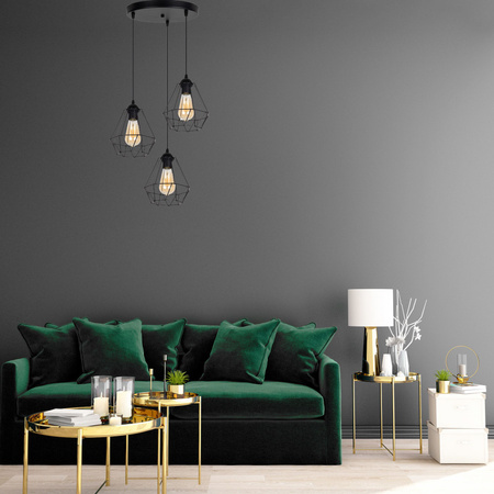 HEXE DIAMENT Lampa sufitowa żyrandol metal 3 x 60W czarny 0060