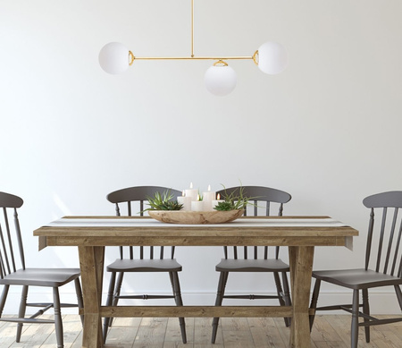 HEXE FIRA GOLD Lampa sufitowa żyrandol E27 metal szkło 3 x 60W 0776