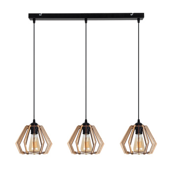 BELIS BERGO Lampa sufitowa żyrandol Czarny + Drewno 3 x E27 0004