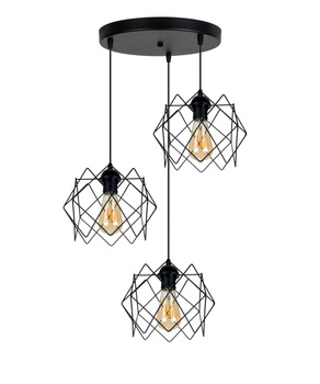 HEXE GALL  Lampa sufitowa żyrandol E27 metal 3 x 60W czarny 0326