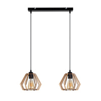 BELIS BERGO Lampa sufitowa żyrandol Czarny + Drewno 2 x E27 0003